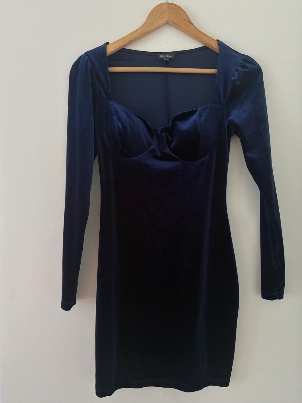 Lily Rose Navy Velvet Mini Dress with Long Sleeves